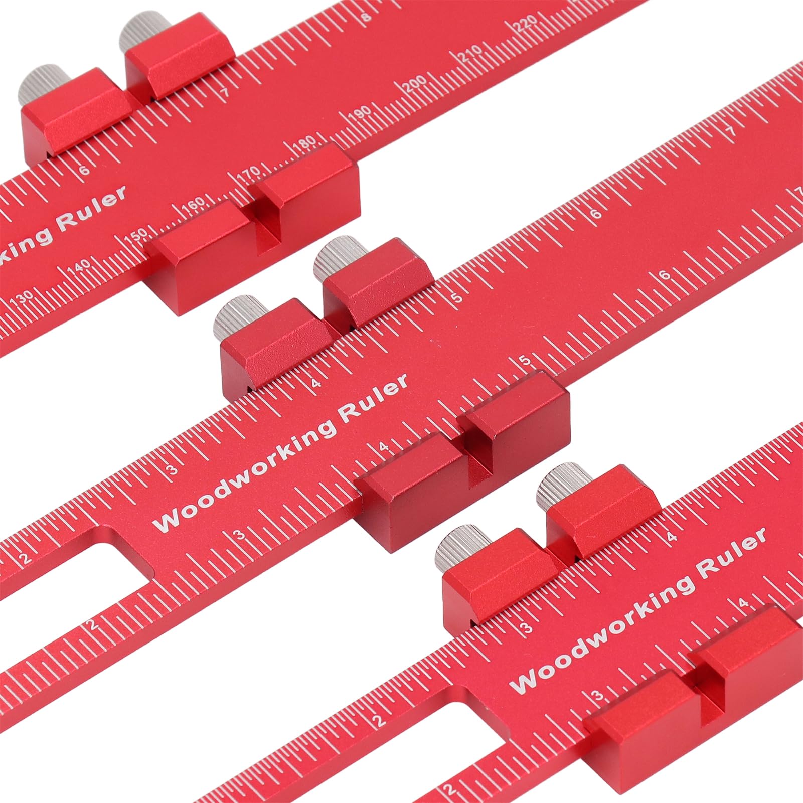 Pocket Ruler Set 6/8 / 12 in | Aluminum Metal Slide Stop | for