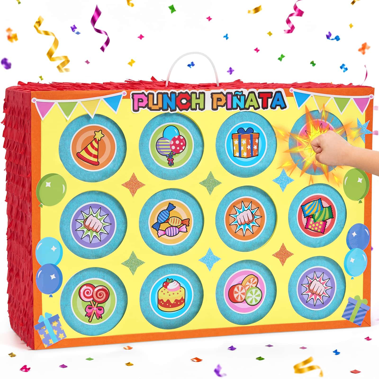 WERNNSAI Birthday Punch Pinata Hanging Punch Box Pinata for Birthday