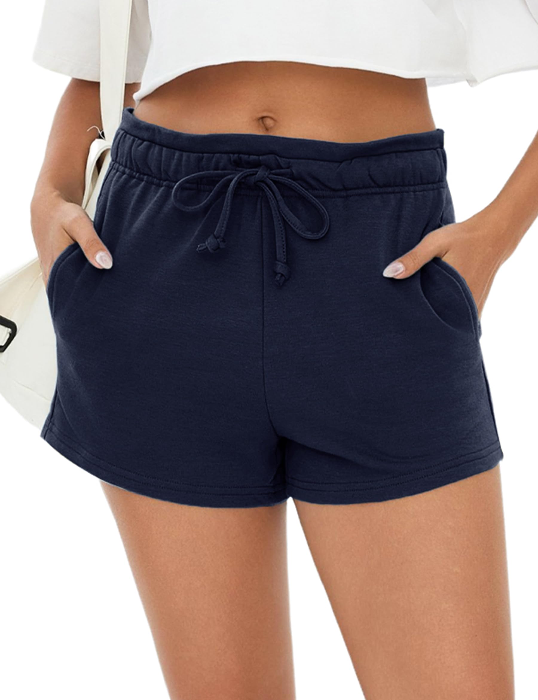 Leversic Sport Shorts Damen Sommer Lässige Kurze Hosen High Waist Jogginghose Traininghose mit Taschen Gym Fitness Yoga Running