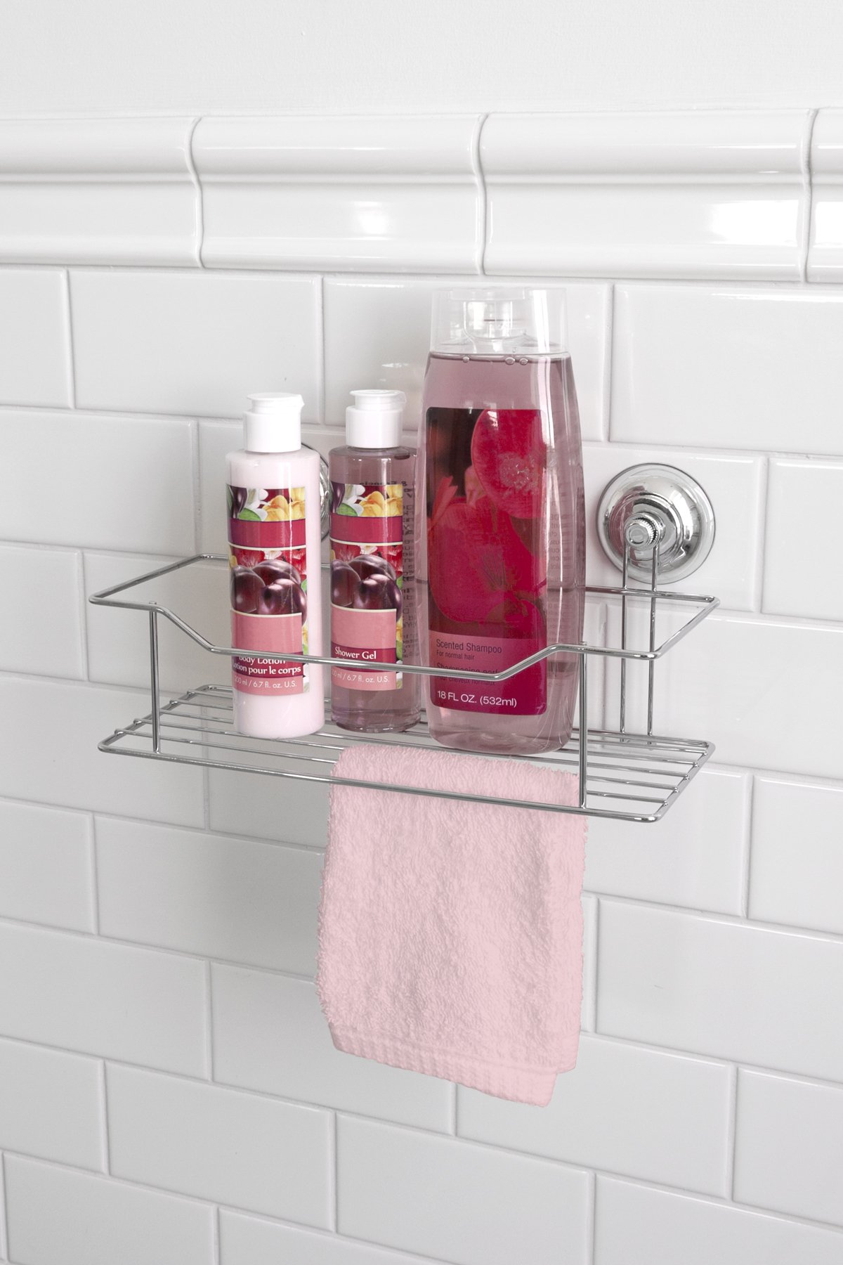 Splash HomeMetropolis Suction Basket For Bathroom, 11 x 6 x 5, Chrome