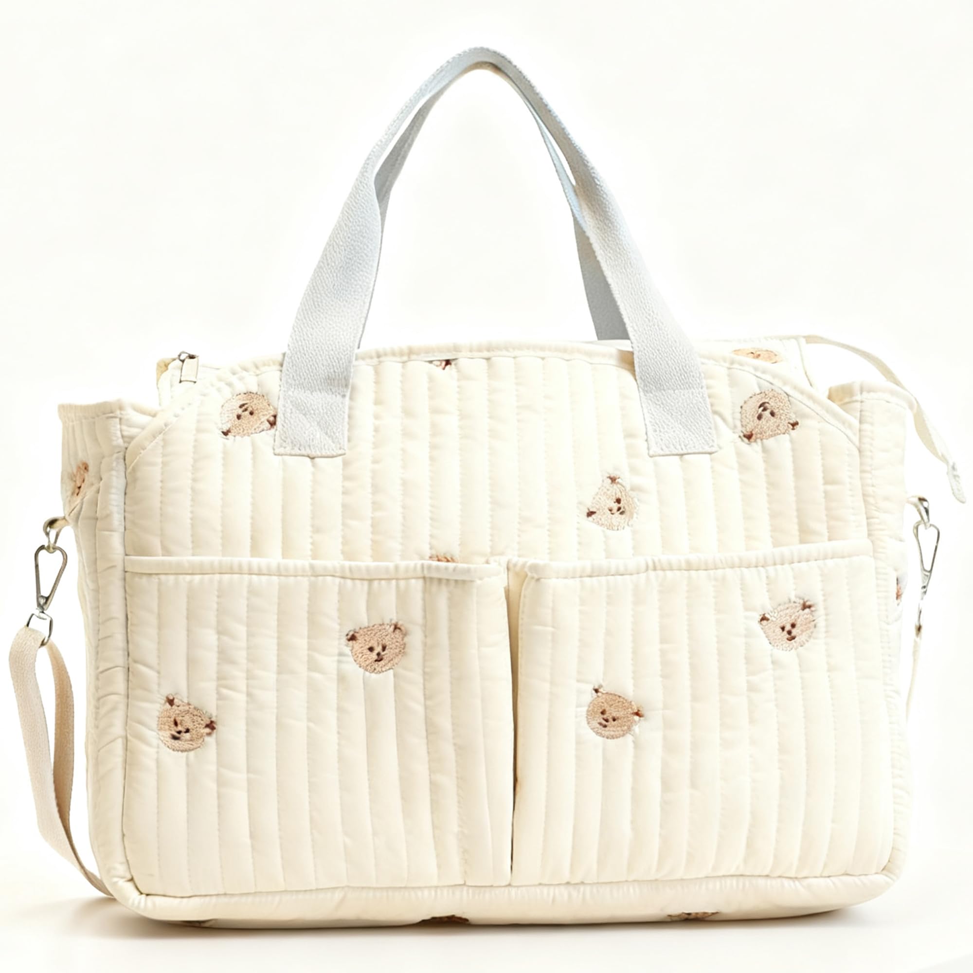 Organizador De Pañales De Terciopelo Con Rayas Marrones, Talla Grande, Material De Terciopelo De Melocotón, Ajustable, Cesta Práctica Para Pañales y Toallitas Húmedas, 28 * 20 * 3 Cm
