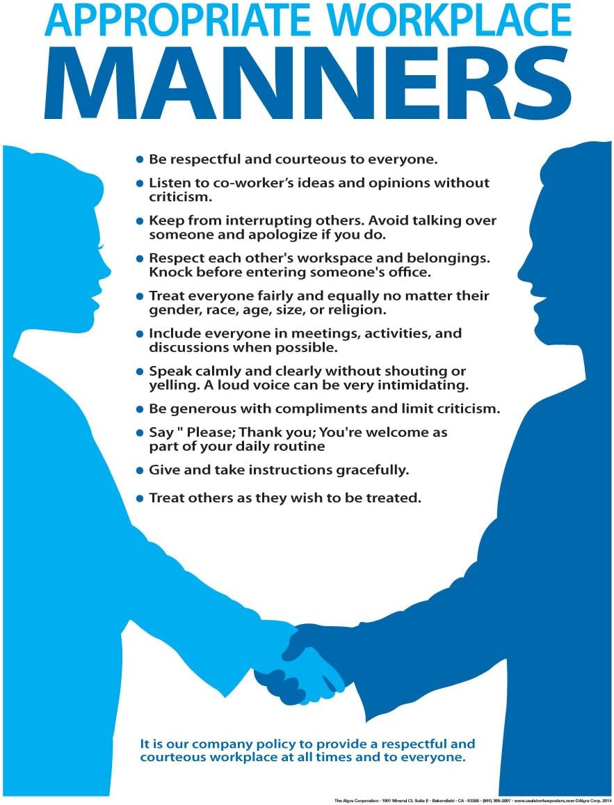 Algra Corporartion Workplace Manners Poster (18" x 24")