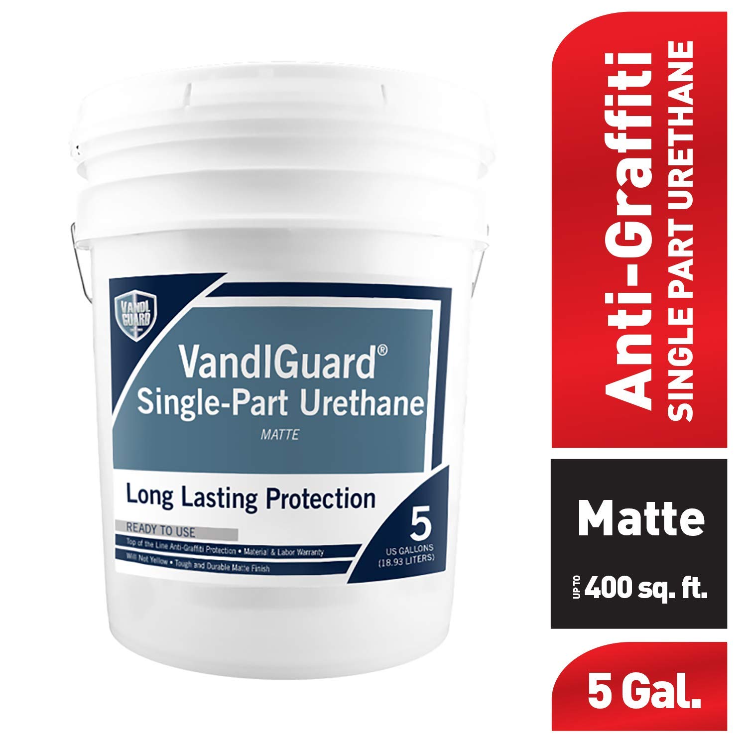 Rain Guard Water Sealers VG-7023 VandlGuard Single-Part Matte Finish Urethane Anti-Graffiti Permanent Non-sacrificial Barrier Coating for All Surfaces Covers up to 1000 Sq. Ft. 5 Gallon