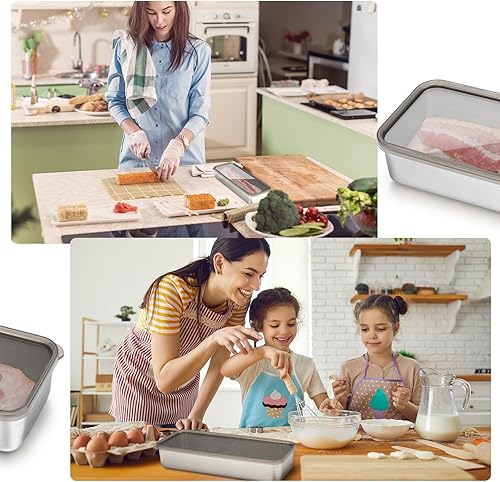 Miniatura 7 de Zhehao Recipiente de tocino para refrigerador, recipientes de almacenamiento de carne de delicatessen de acero inoxidable 304 para refrigerador,