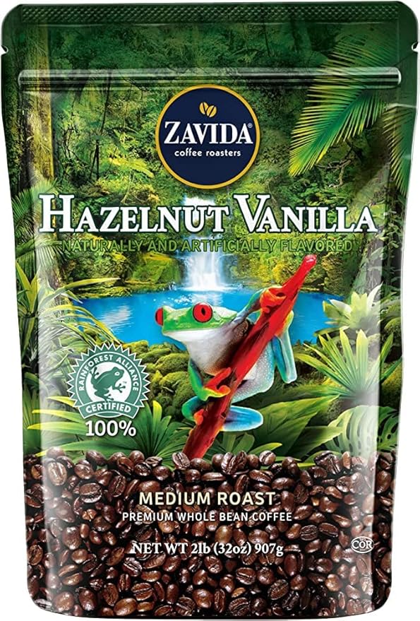 Zavida Hazelnut Vanilla Coffee Beans 2lbs (1 bag