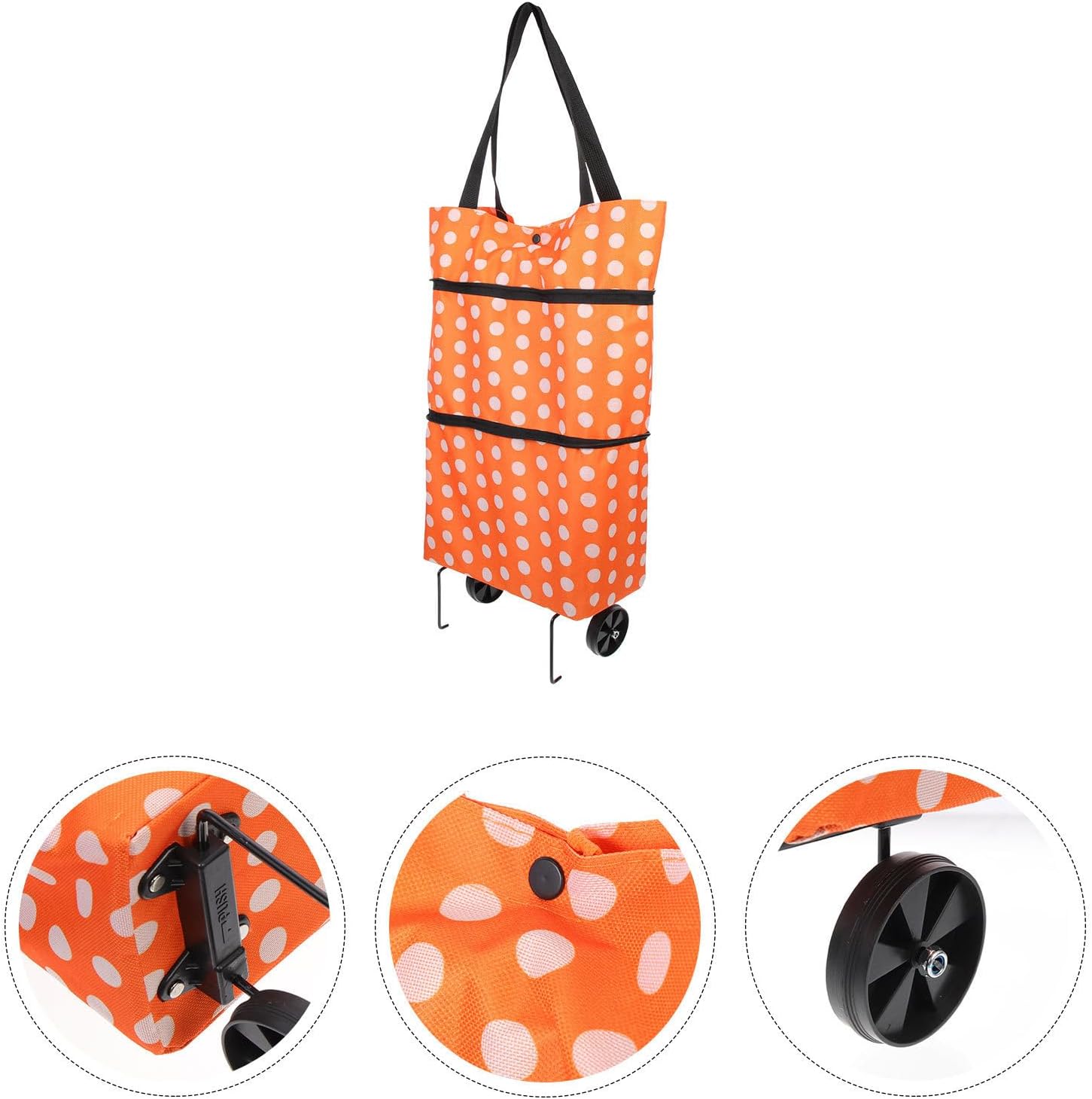 ULTECHNOVO Folding Shopping Cart Bag with Wheels, Oxford Cloth Grocery Tote