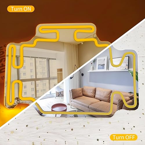 Miniatura 6 de Espejo de neón regulable para garaje con luces de motor para hombre, cueva de hombre, decoración de habitación con temática de automóvil, arte de