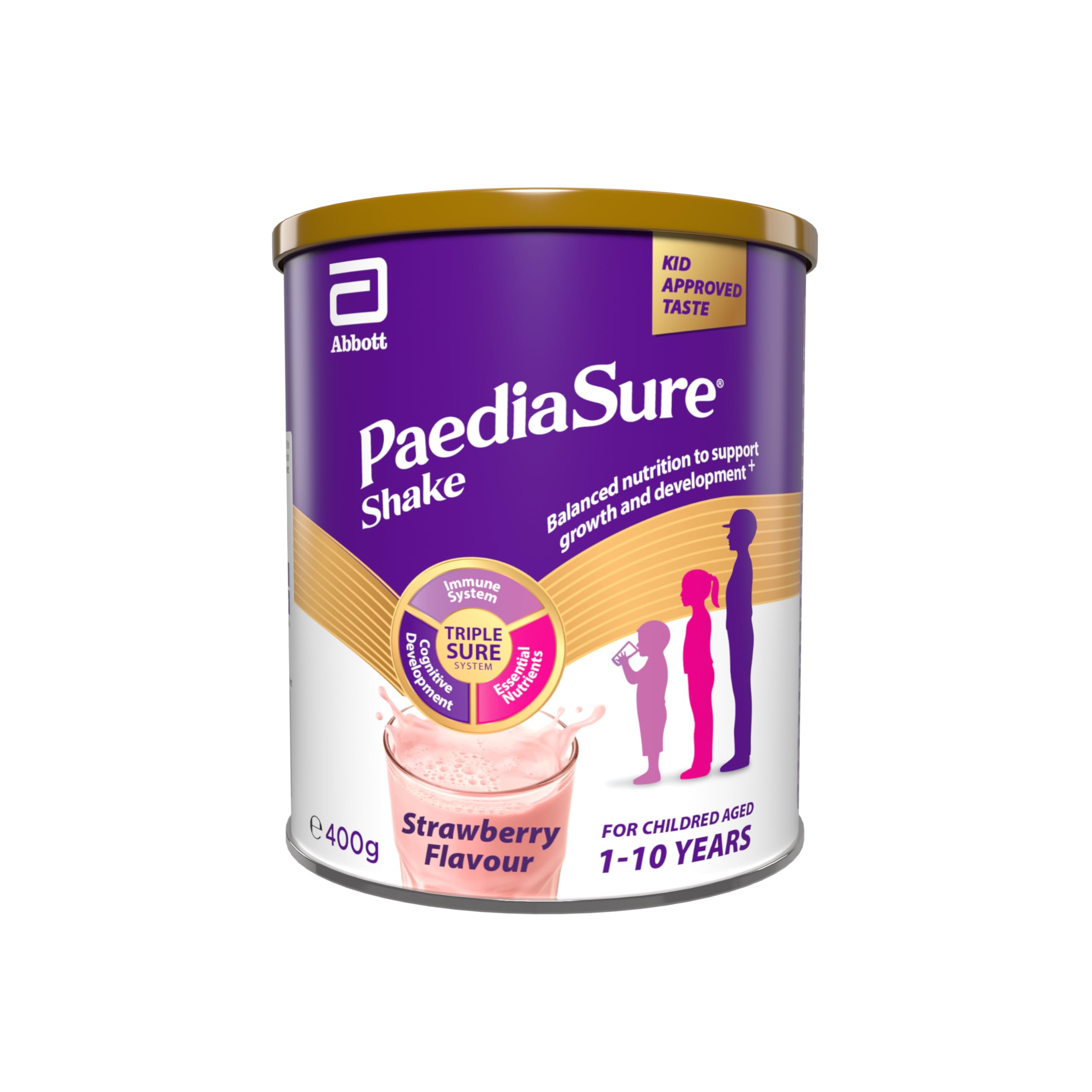 PaediaSure Shake, Balanced Nutritional Supplement Drink Multivitamin for Kids with Protein Carbohydrates Essential Fatty Acids and Minerals to Support Growth and Development, Strawberry, 400 gram