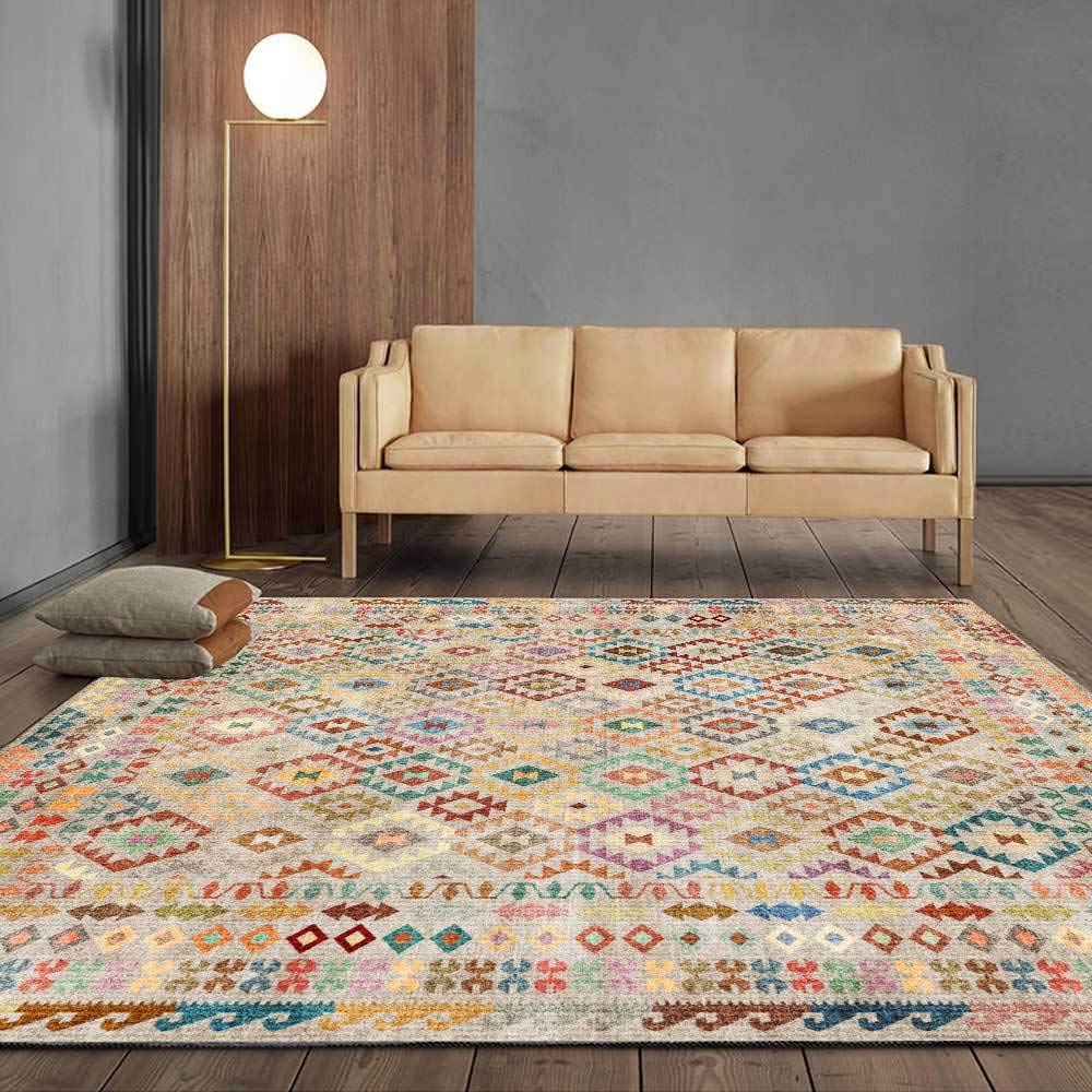 Tapis de salon doux ethnique pour créer un coin lecture cosy dans la chambre