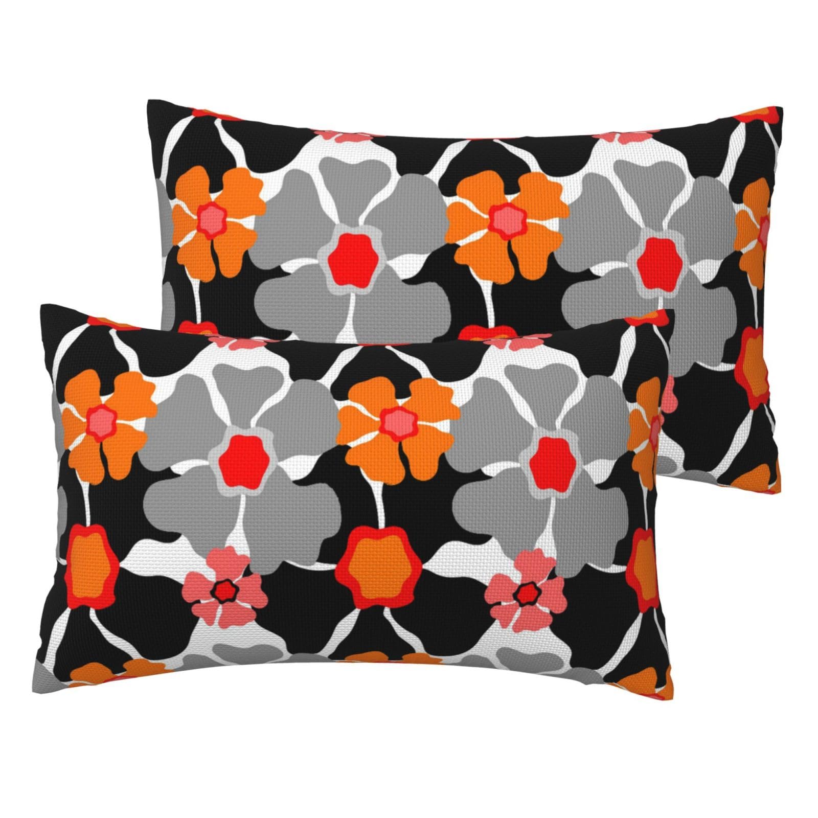Housses de coussin imitation lin motif floral rétro lot de 2