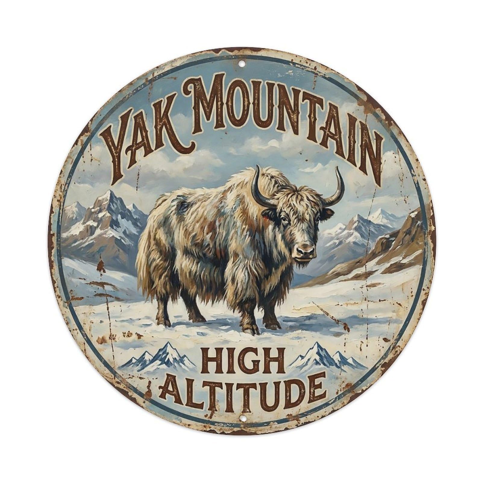Cxhjca 8X8inch(20X20cm) Yak Mountain High Altitude Metal Tin Sign