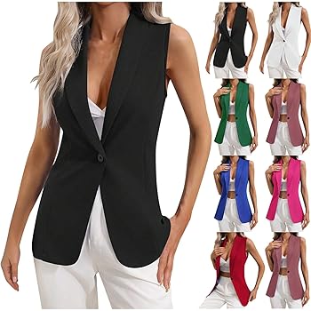 トップス notconventional square neck gilet ZESICA Women's 2025 Summer Casual Sleeveless Suit Vest
