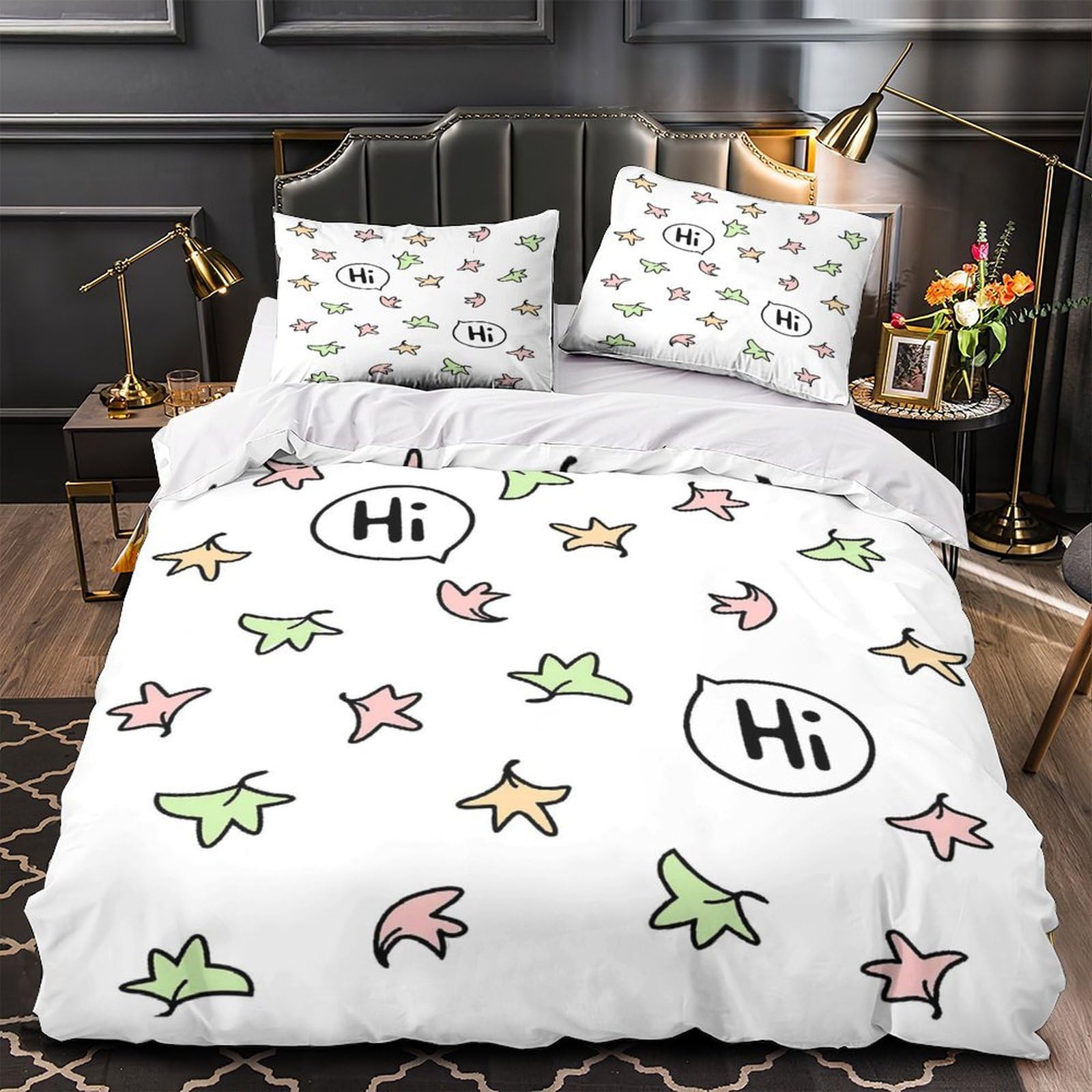 Linge de lit microfibre Hello Doodle King 220x240cm avec motif 3D
