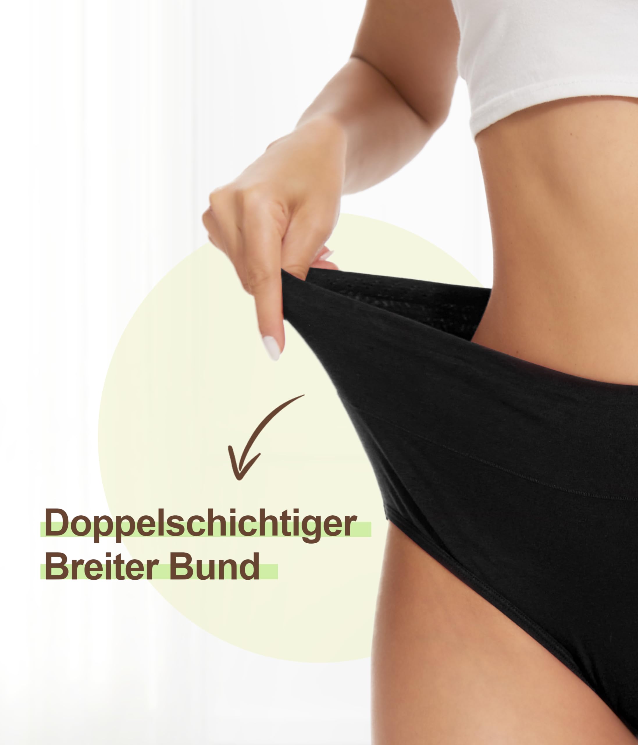 YESWEL Unterhosen Damen 5er Pack, Baumwolle Hohe Taille Unterwäsche, Hipster Stretch Atmungsaktive Panties für Frauen (Gr. S-3XL)