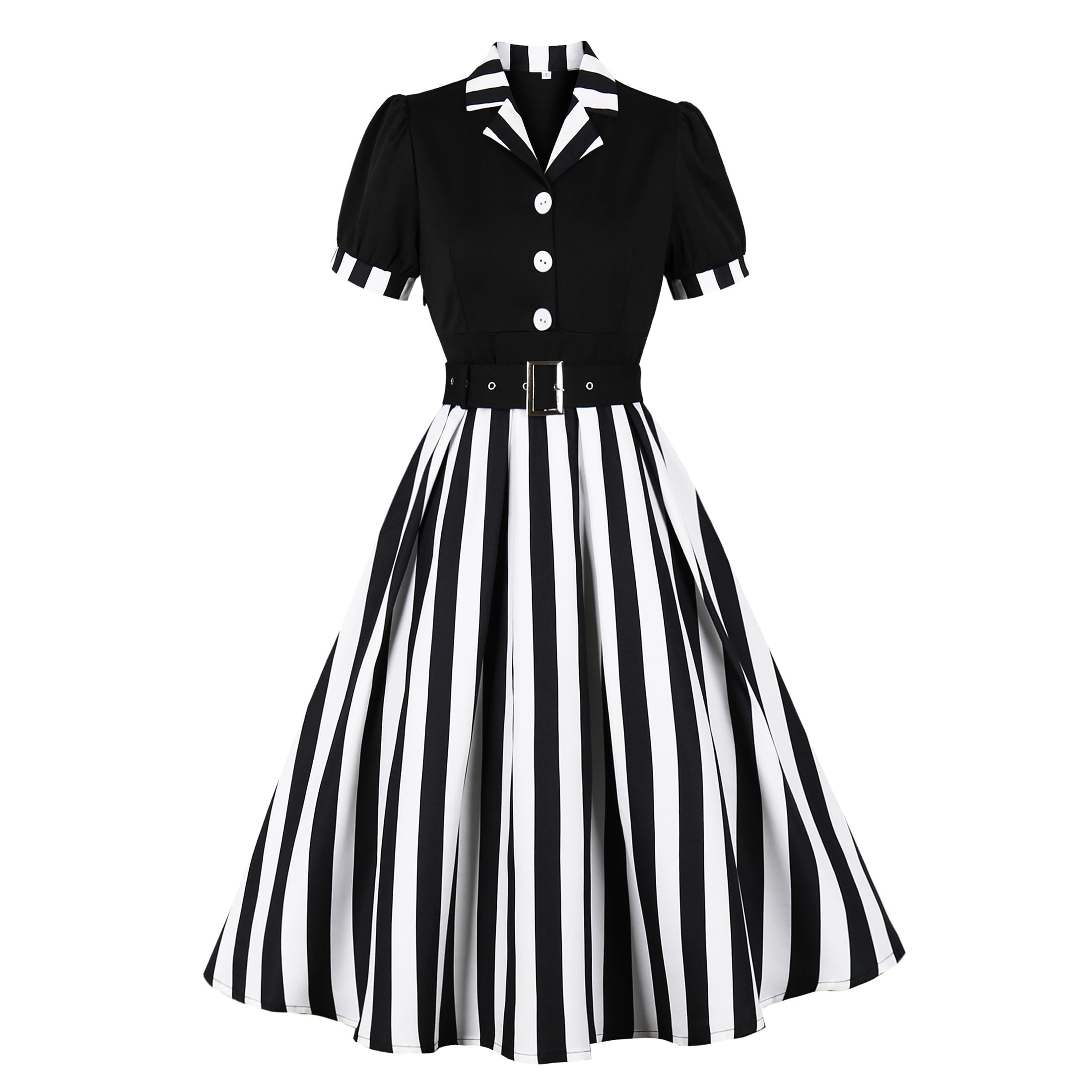 Wellwits Womens Striped Blazer Vintage Gothic Formal Work Dress