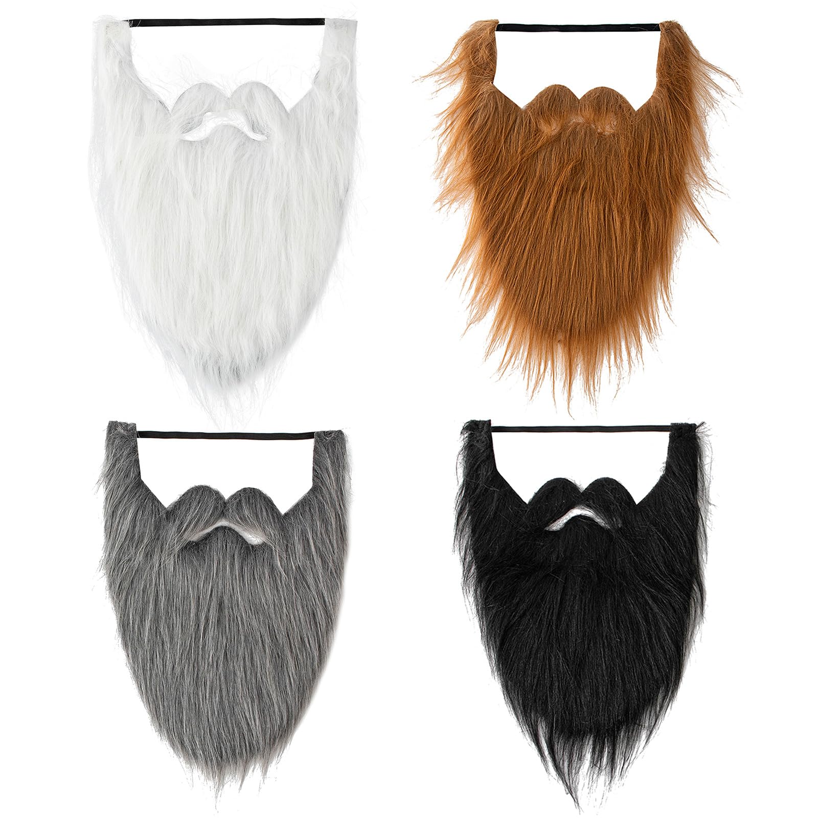 Yuannee Bigotes Postizos Autoadhesivos Realistas – Pack De 2 Barbas Falsas Grises Para Disfraz De Detective, Anciano O Halloween