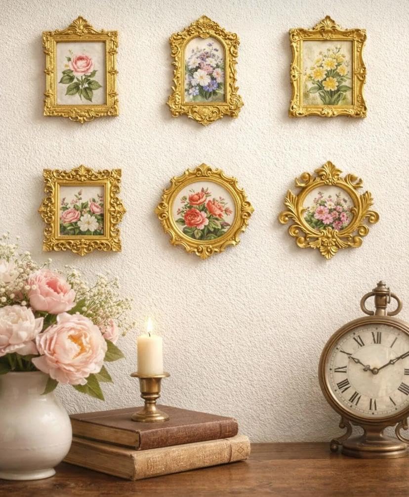 HOUSETREND Mini Çerçeveler 6’lı Ev Dekorasyonu Museum Of Us Sevgililer Günü Mini Müze Dekoru (GOLD)