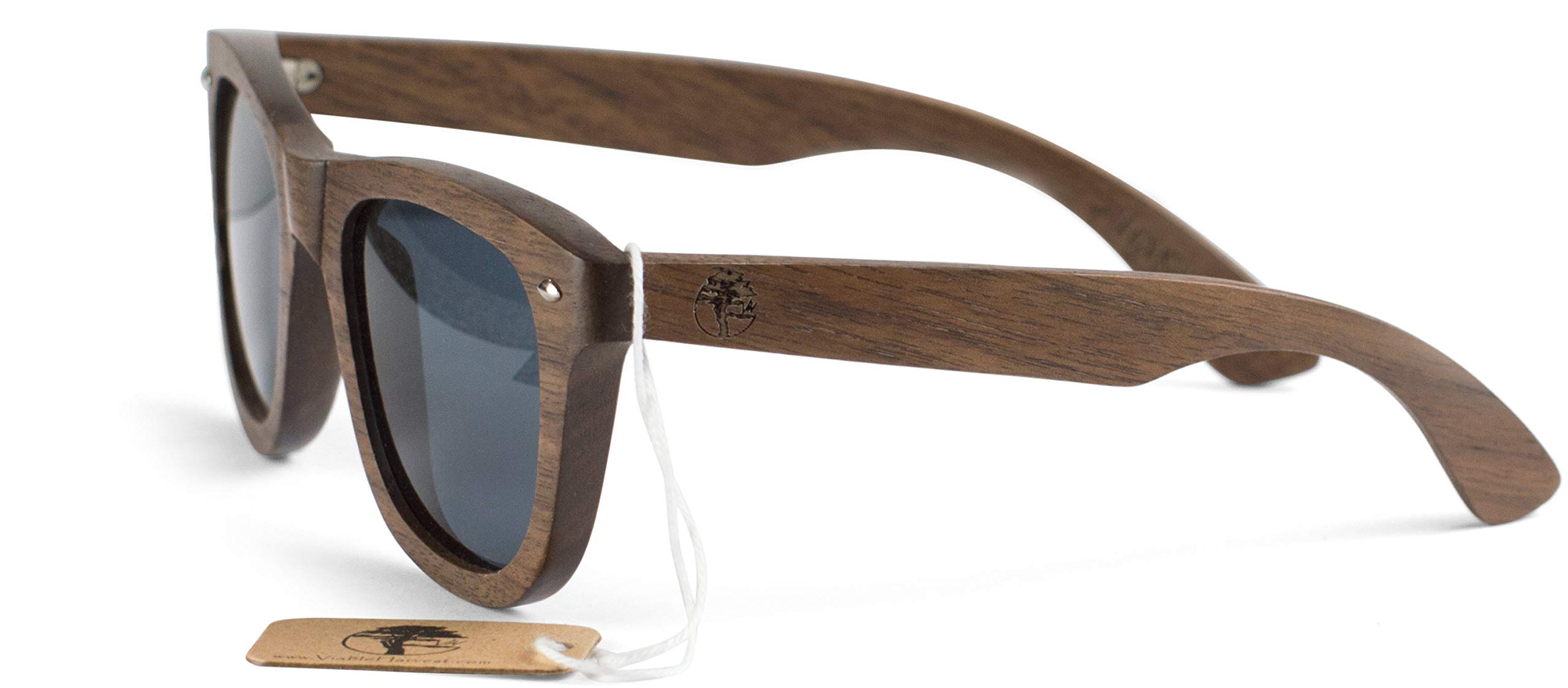 Real Solid Handmade Wooden Sunglasses for Men, Polarized Lenses with Gift Box (Walnut)
