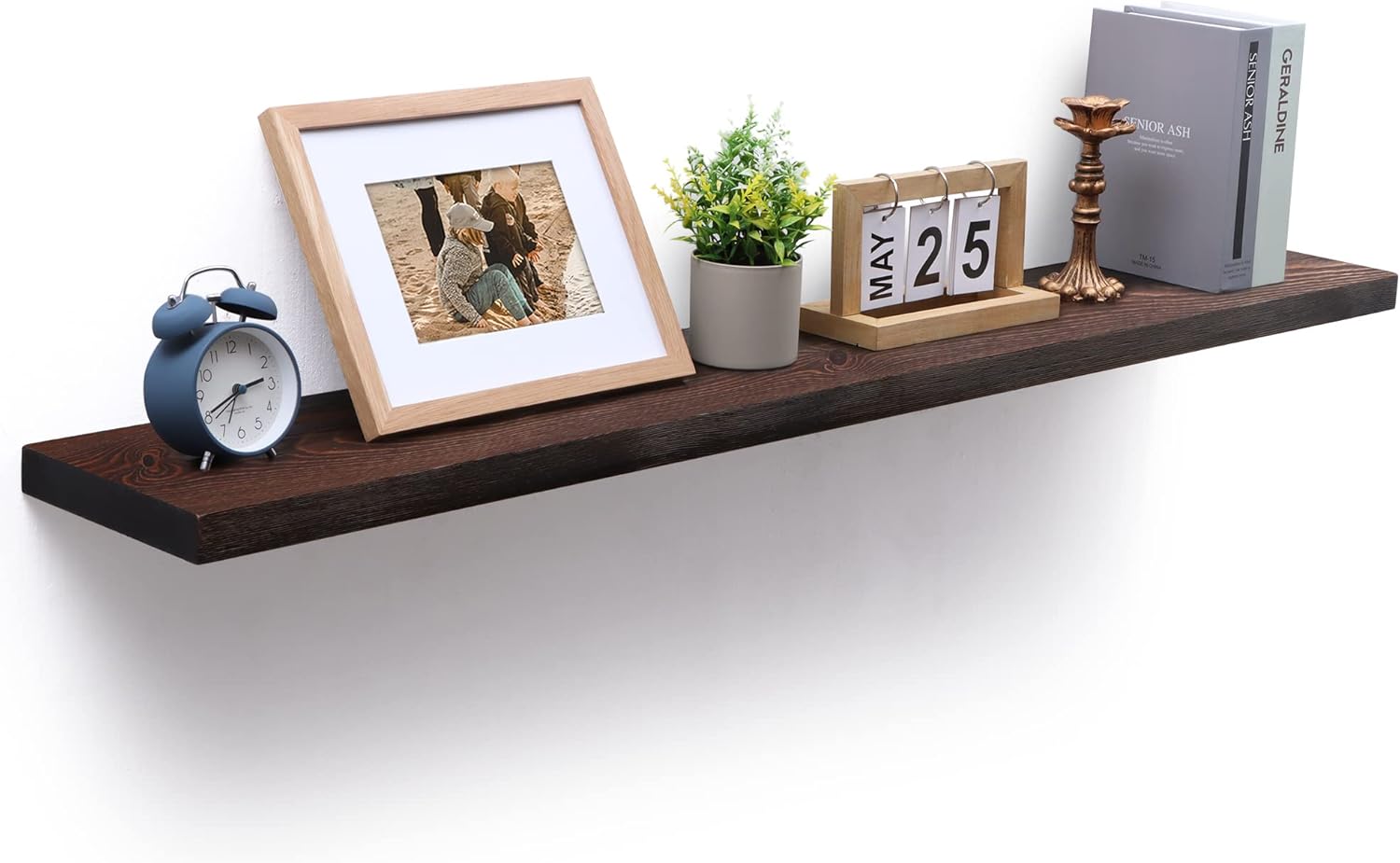 Axeman Rustic Floating Shelves, 48 Inch Floating Shelf Wood, 8 Inch Deep Dark Wood