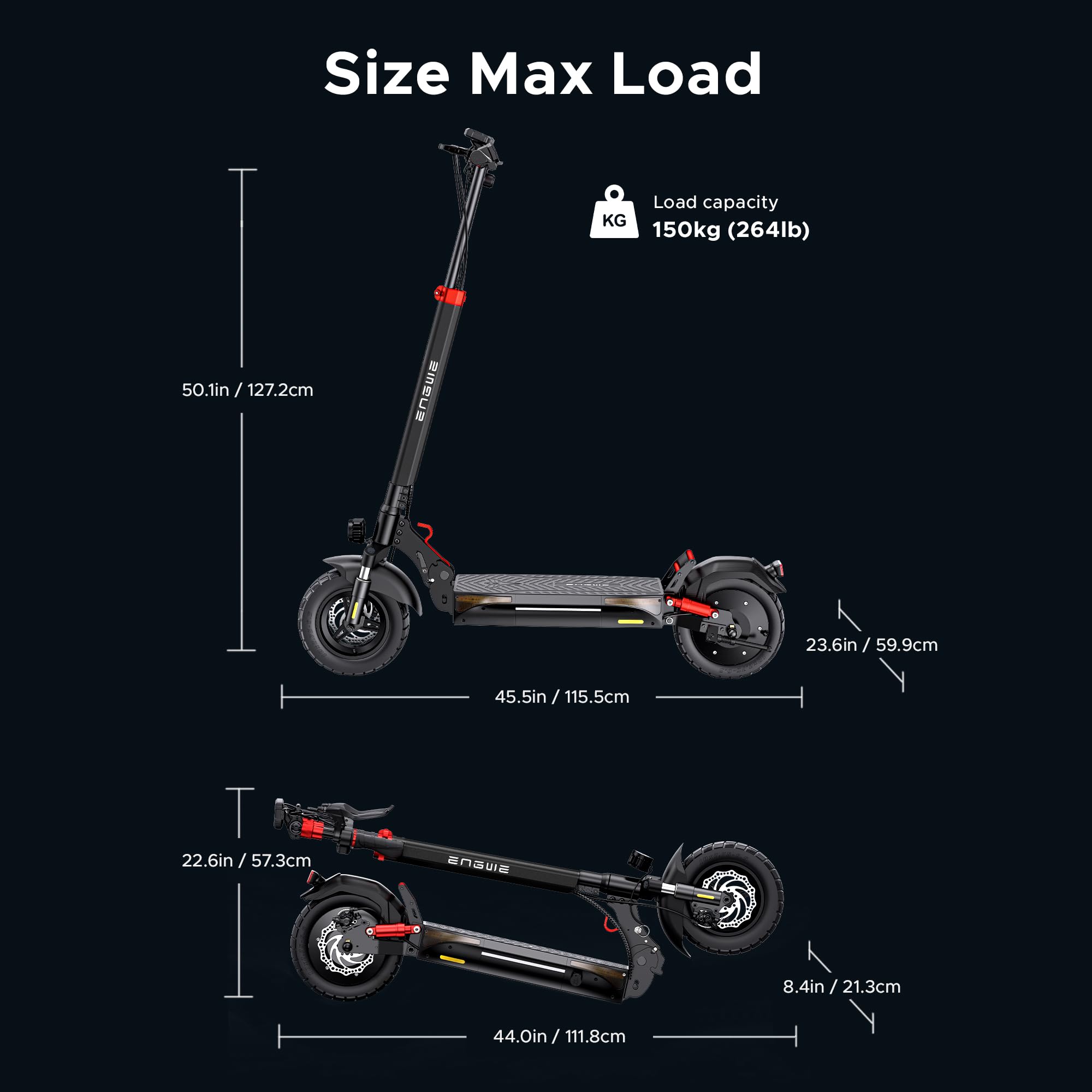 ENGWE E-Scooter Monopattino Elettrico Pieghevole Con Batteria Da 648Wh/864 fino a 50km/70km, Inclinazione Massima di 15° &Freni a Disco Meccaniciz &Display LCD Y400/Y600
