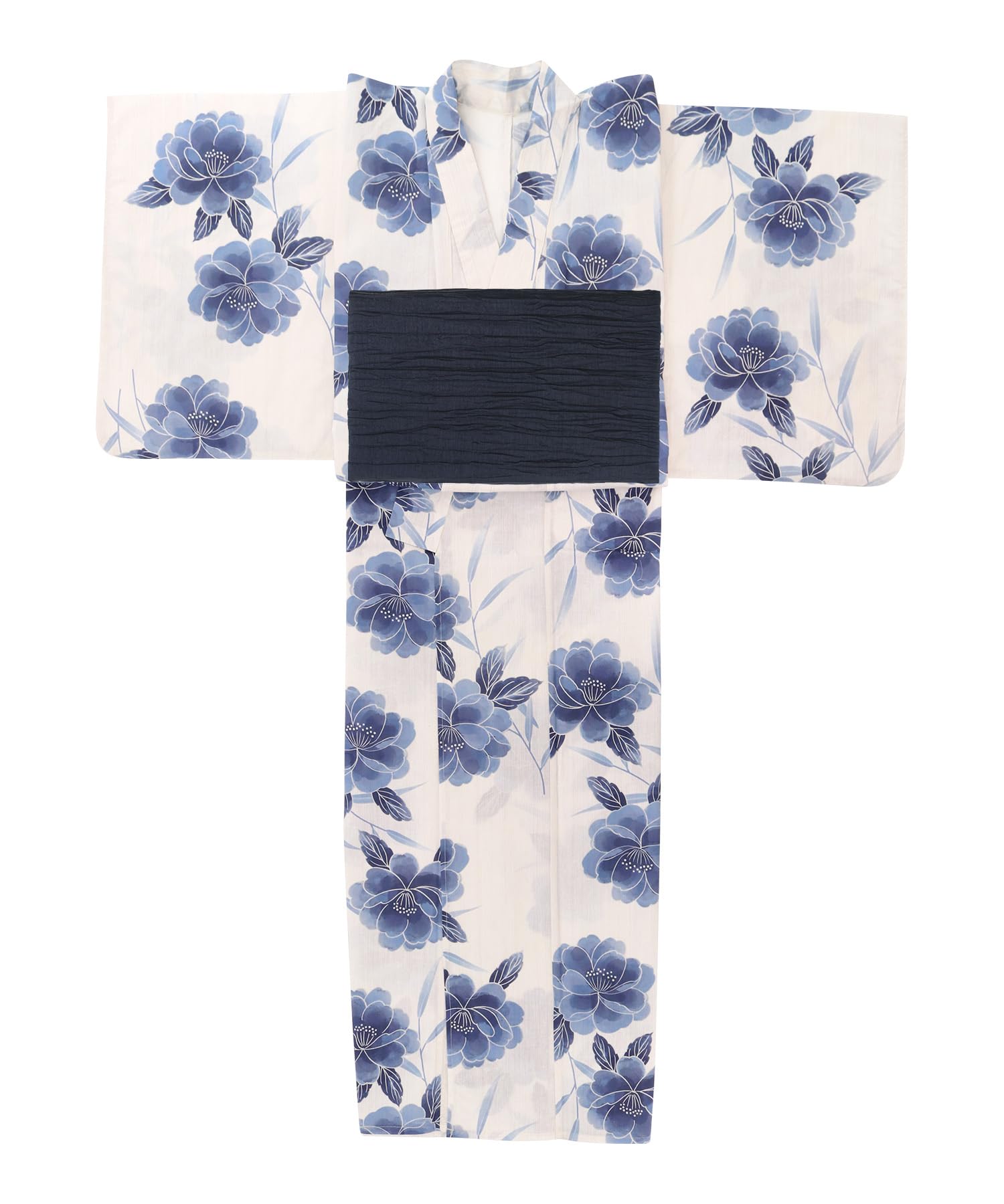 Unbleached Yukata Robe with Heko Obi Belt Set