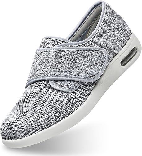 ERLESEN Zapatos para diabéticos para mujer, zapatos de velcro para hombres extra anchos, zapatos de edema para pies hinchados, zapatos ajustables