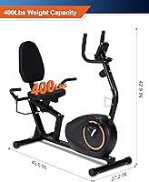 Vista 3 de Recumbent Exercise Bike for Seniors - 400LB Weight Capacity Recumbent Bikes with Comfortable Seat, Pulse Sensor, 16-level Resistance, LCD Monitor
