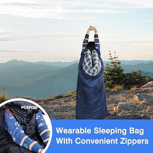 Miniatura 20 de Flannel Sleeping Bag Cotton 0 Degree Cold Weather for Adults XXL Wearable Sleeping Bag 4 Seasons Waterproof with Compression Sack