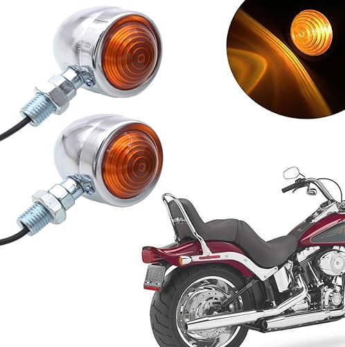 Señales de giro universales para motocicleta, luces intermitentes de bala ámbar para Sportster Cruiser Bobber Chopper Harley, Honda, Yamaha,