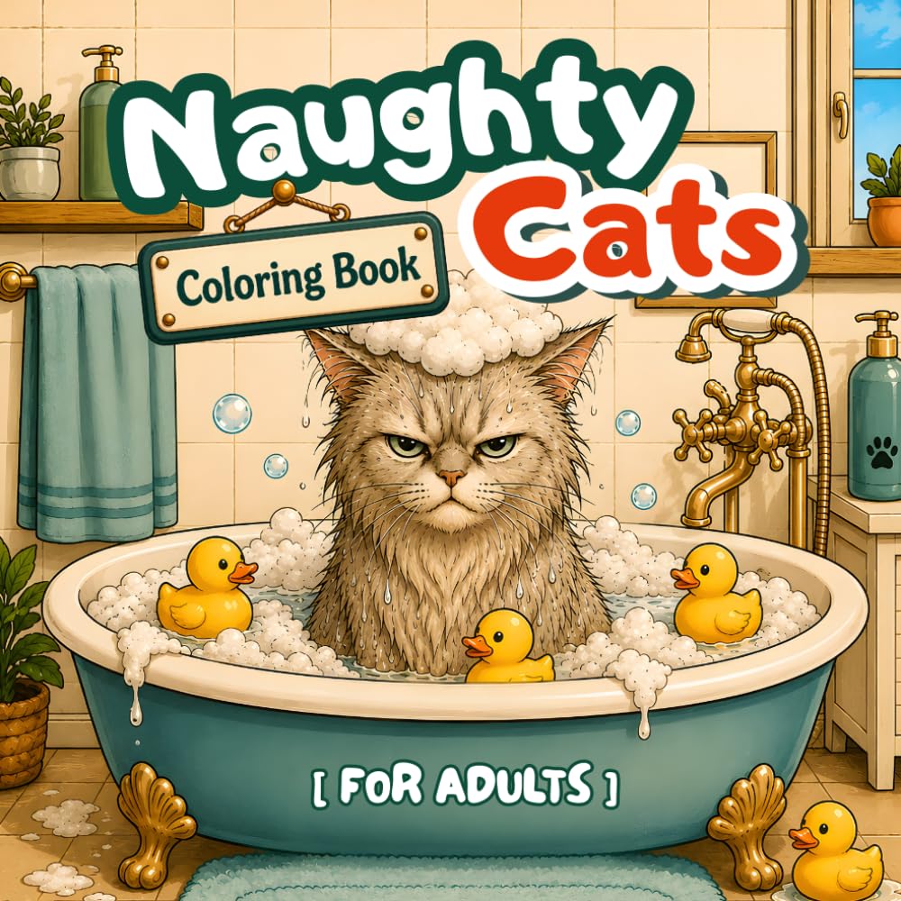 Naughty Cats Coloring Book for Adults: Funny and Relatable Everyday Cat Chaos Scenes for Stress Relief & Relaxation