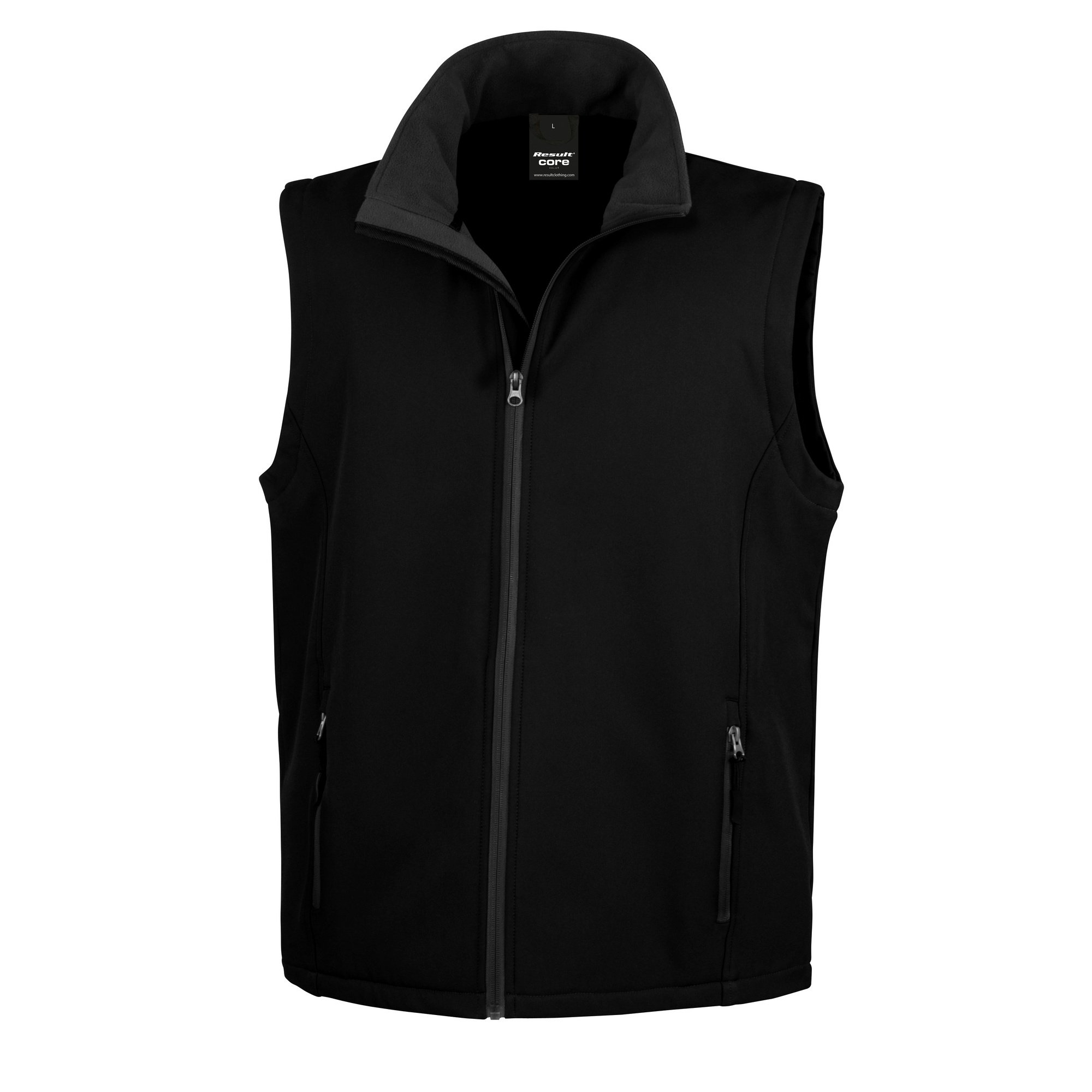 Result Men's CORE Printable Bodywarmer Blouson Plain Turtleneck Sleeveless Jacket, Black, XXXX-Large