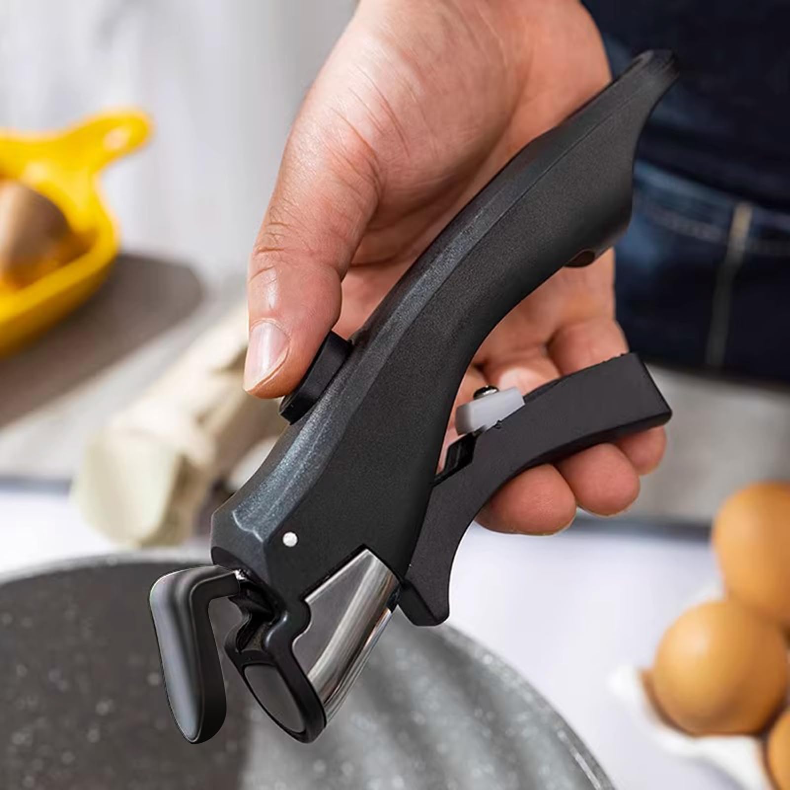 VEAREAR Removable Handle for Pots and Pans, 1 Pack Universal Detachable Handle Cookware Replacement for All Cookware (Black)