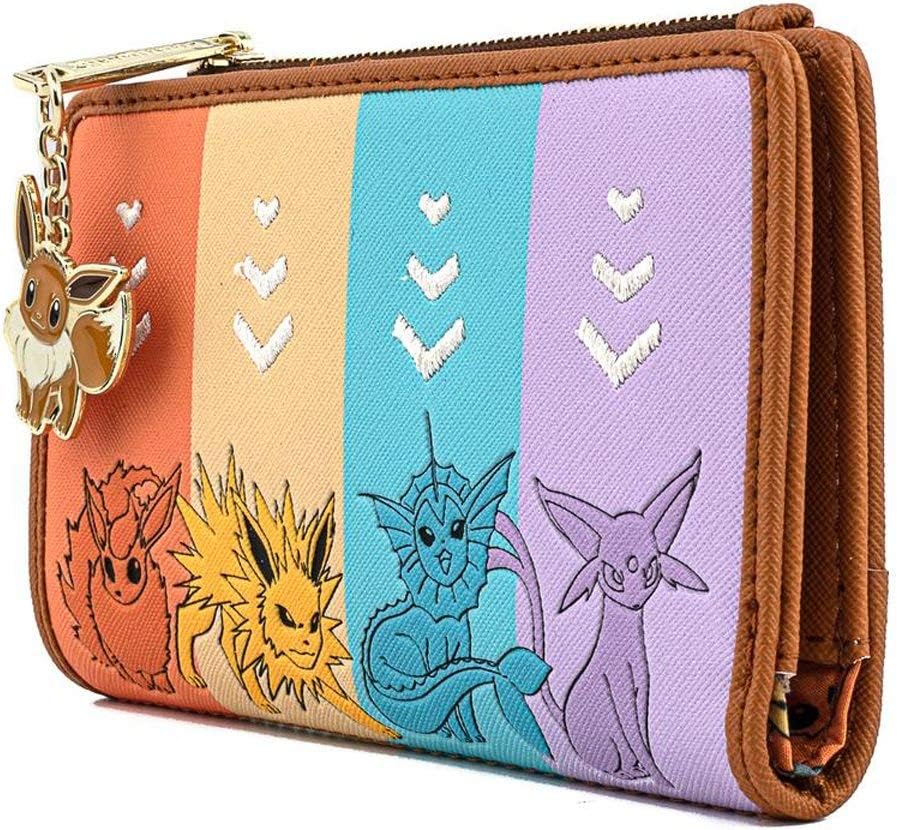Pokemon Eevee Evolutions Flap Wallet with Zipper Charm