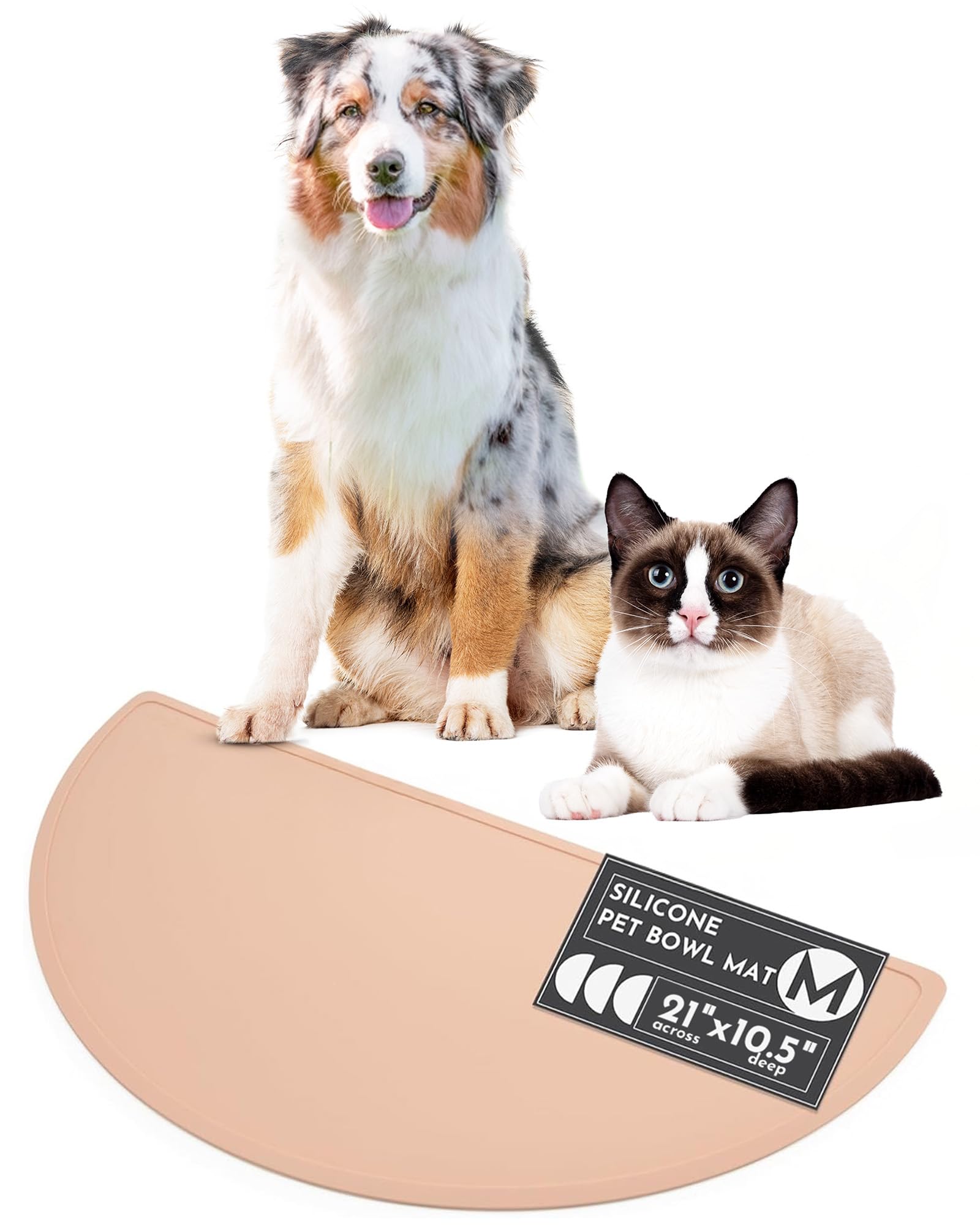 Should We Go? - Waterproof Silicone Pet Food Mat - Non-Slip, Spill-Proof Feeding Mats for Floors, Raised Edge Design, Easy-to-Clean, Durable Flexible Rubber Mat for Dog & Cat Bowls, Medium-Blush