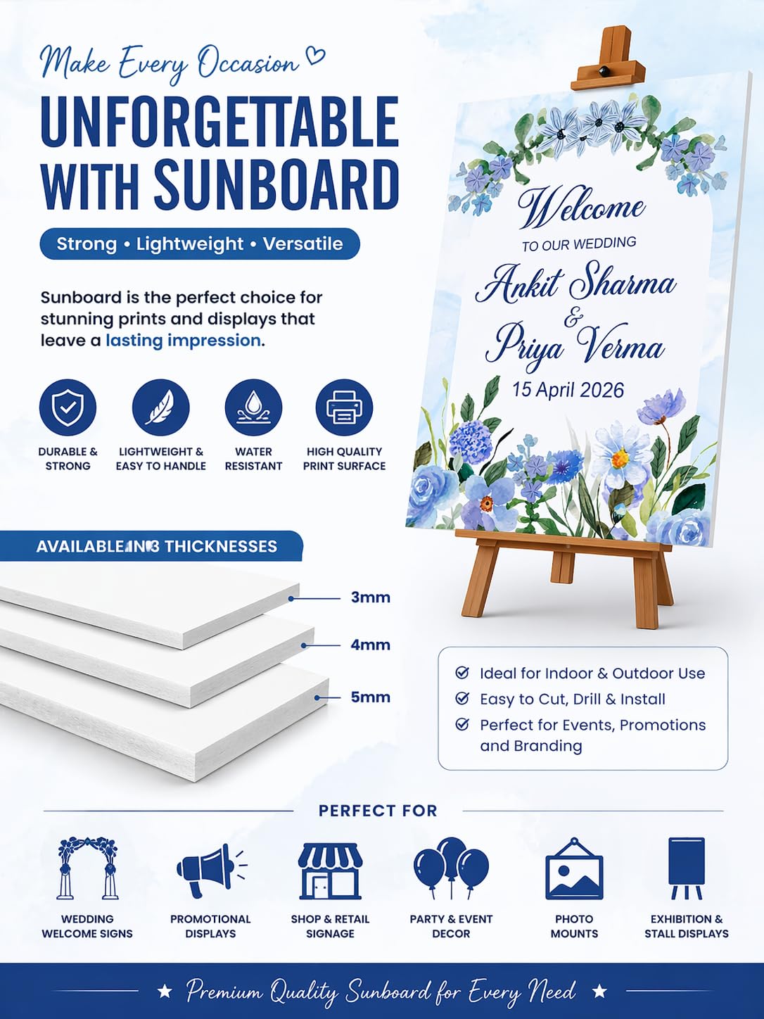 Custom Wedding Welcome Board | Personalized Name & Date Sign
