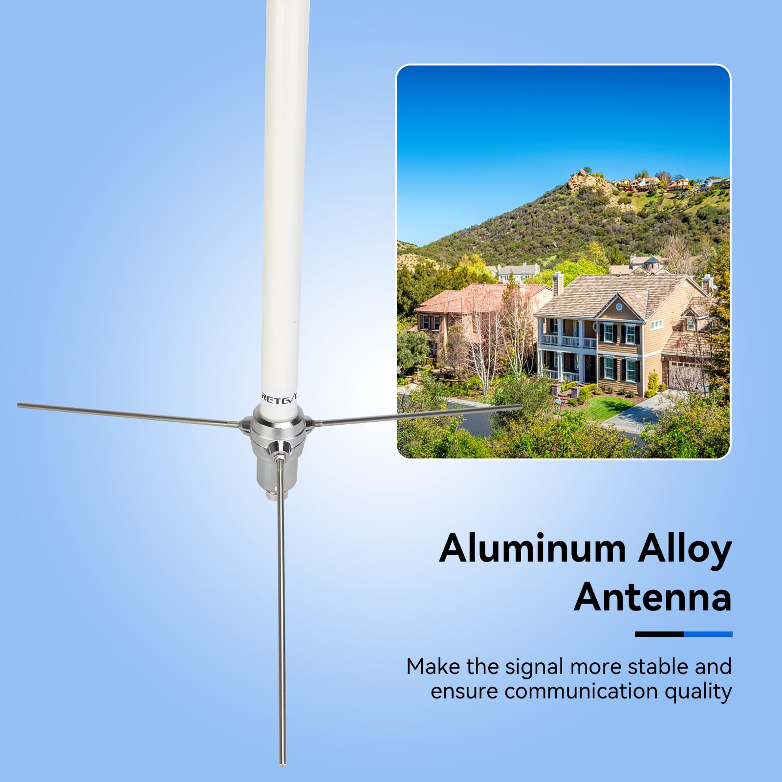 Retevis Antena de base de fibra de vidrio de alta ganancia GMRS de 462-467 MHz, conector SL16K/PL259 para estación base de radio bidireccional RT97 (1 unidad)