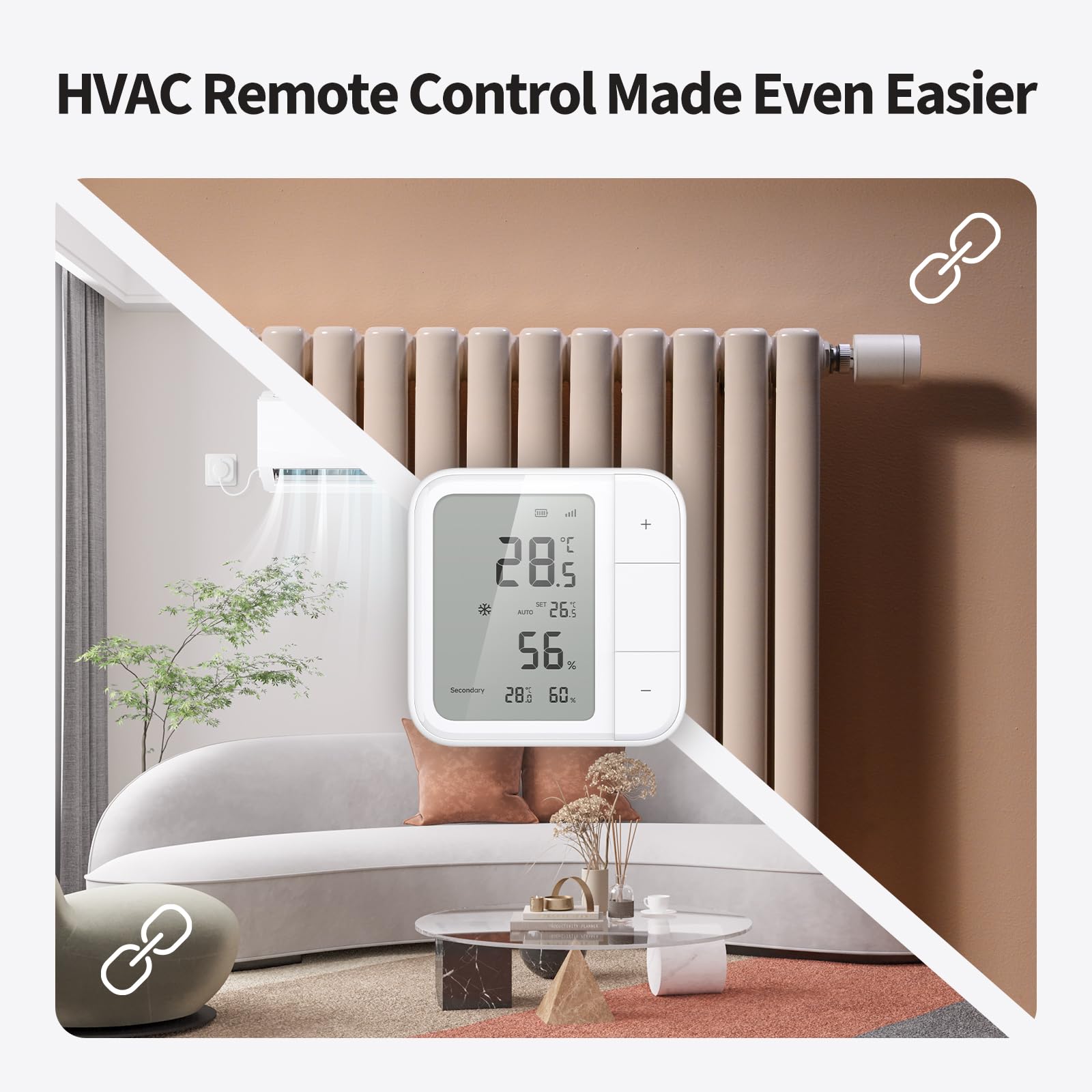 Aqara Thread/Zigbee Wielofunkcyjny czujnik temperatury W100, Temperature & Humidity Monitoring, Bezprzewodowy, Zdalne Sterowanie HVAC, 3 przyciski, Matter, HomeKit, Apple Home, Alexa, Google