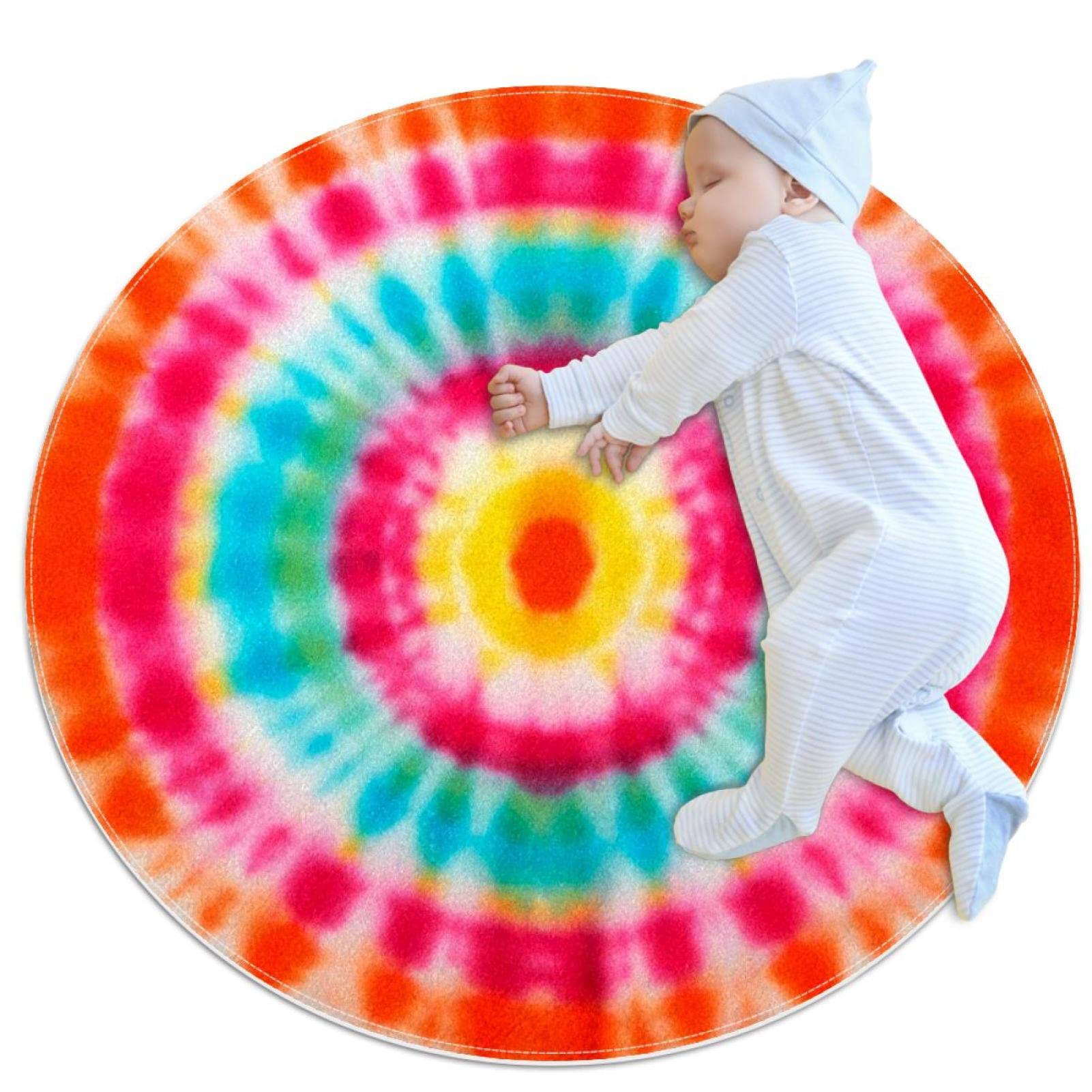 Tapis de salle de bain tie-dye antidérapant rond résistant à l'humidité pour chambre et sol