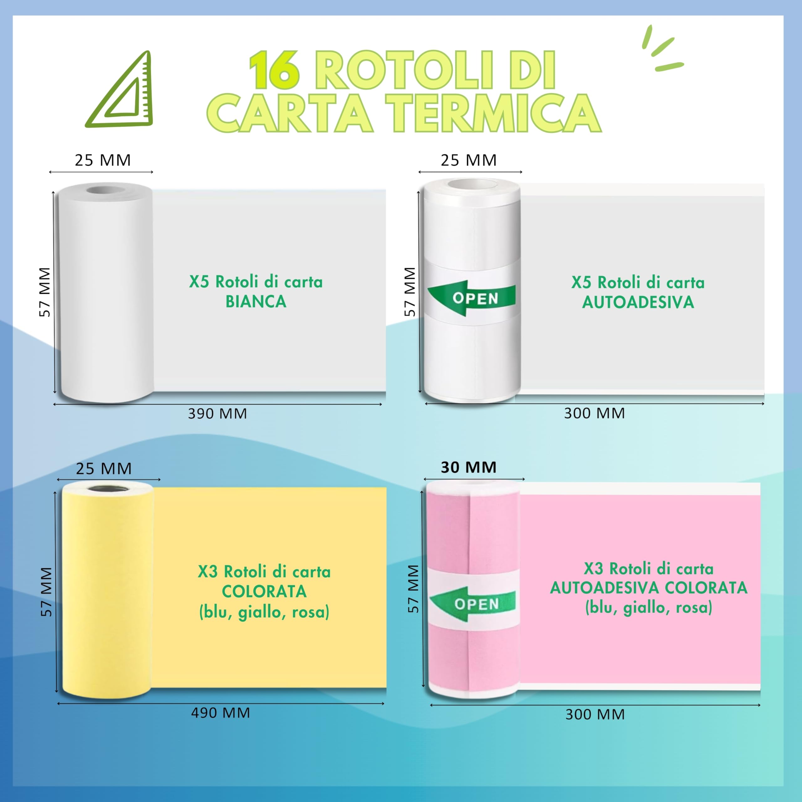 16 Rotoli Carta Termica Per Macchina Fotografica Bambini - 57x25 Mm, Bianca E Colorata - Compatibile Con VTech Kidizoom - Foto 12