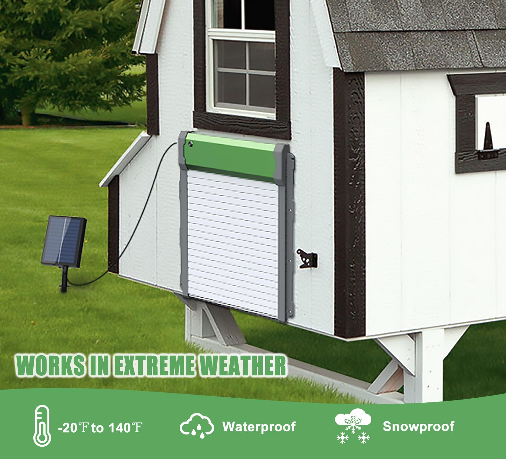 Puerta automática para gallinero con energía Solar para gallinero Diseño Anti-pellizco Carga automática de Puerta para Pollo con Panel Solar Accesorios para gallinero Grande
