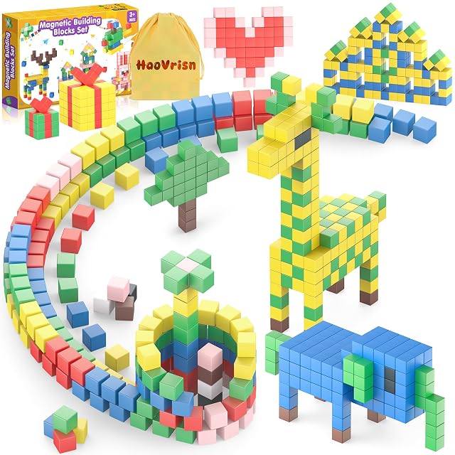 HaoVrisn Bloques Magneticos Construccion Niños, 60 Piezas magneticas niños, Juguetes Montessori de Cubos Magnéticos, Regalo & Juguetes Niños 3 4 5 6 7 8 9 Años (2.5CM*2.5CM)