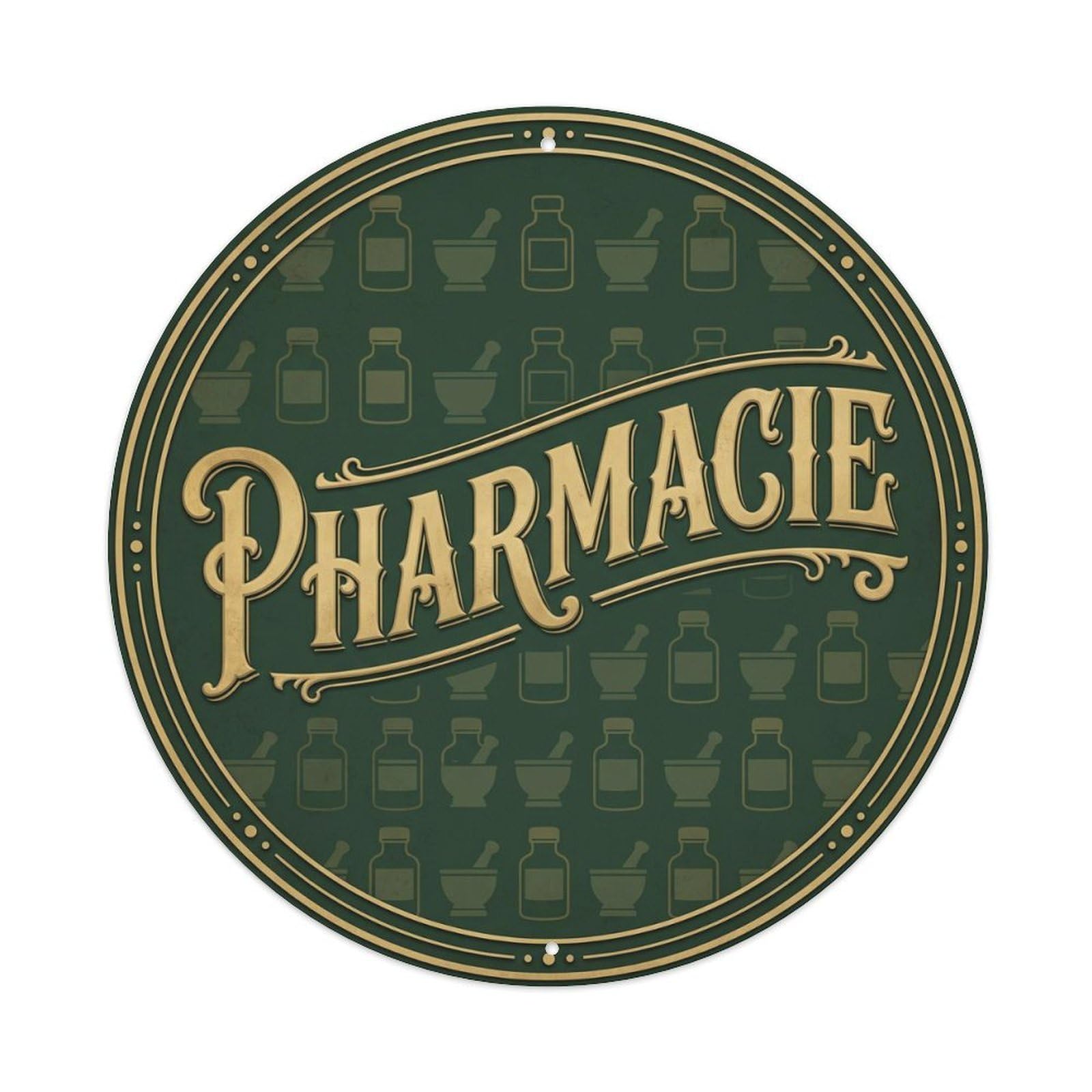 Vintage Pharmacie Text Bottle Metal Tin Sign