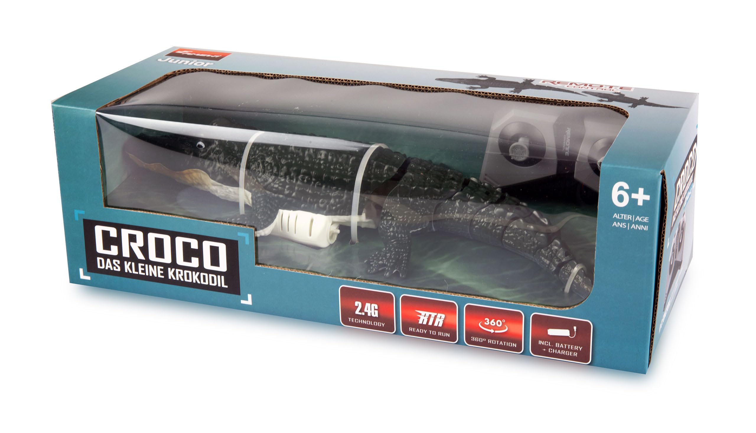 Amewi Croco das kleine Krokodil 370mm 4-Kanal RC ferngesteuert RTR, grün
