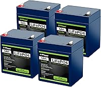 Vista 1 de Paquete de 4 baterías recargables ExpertPower LiFePO4 de litio de 12 V 5 Ah de ciclo profundo 2500-7000 ciclos de vida y 10 años de vida útil