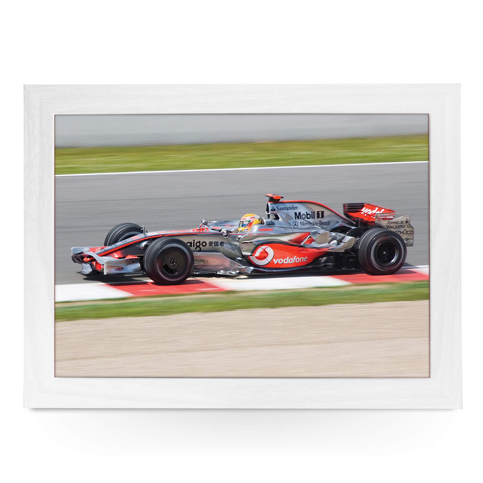 yoosh Portable Lap Desk Tray (F1 Mclaren Hamilton) Handmade Wooden Frame, Beanbag Cushioned Bottom | Computers, Laptops, Meals, Food | L0206 White