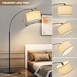 71" Arc Floor Lamps for Living Room, Standing Lamp with Adjustable Lamp Head, Tall Pole Lamp with Foot Switch, Arched Reading Light for Bedroom, Office, 9W 3 Color Temperatures Bulb Included