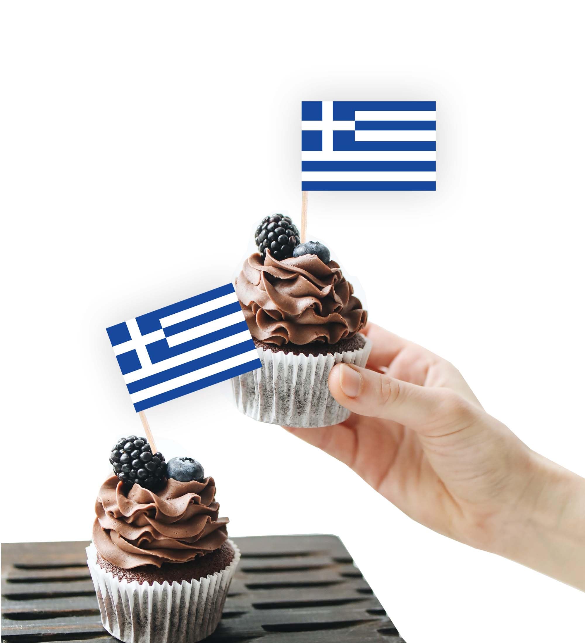100PCS Greece Flag Cake Topper,Greek Cupcake Stand For Party Decoration Supplies — image 1