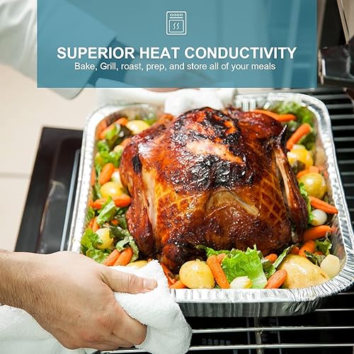 Miniatura 6 de National - Sartén de papel de aluminio de tamaño medio, 9 x 13, sartenes desechables de uso diario regular para hornear, asar, rozar, utensilios de