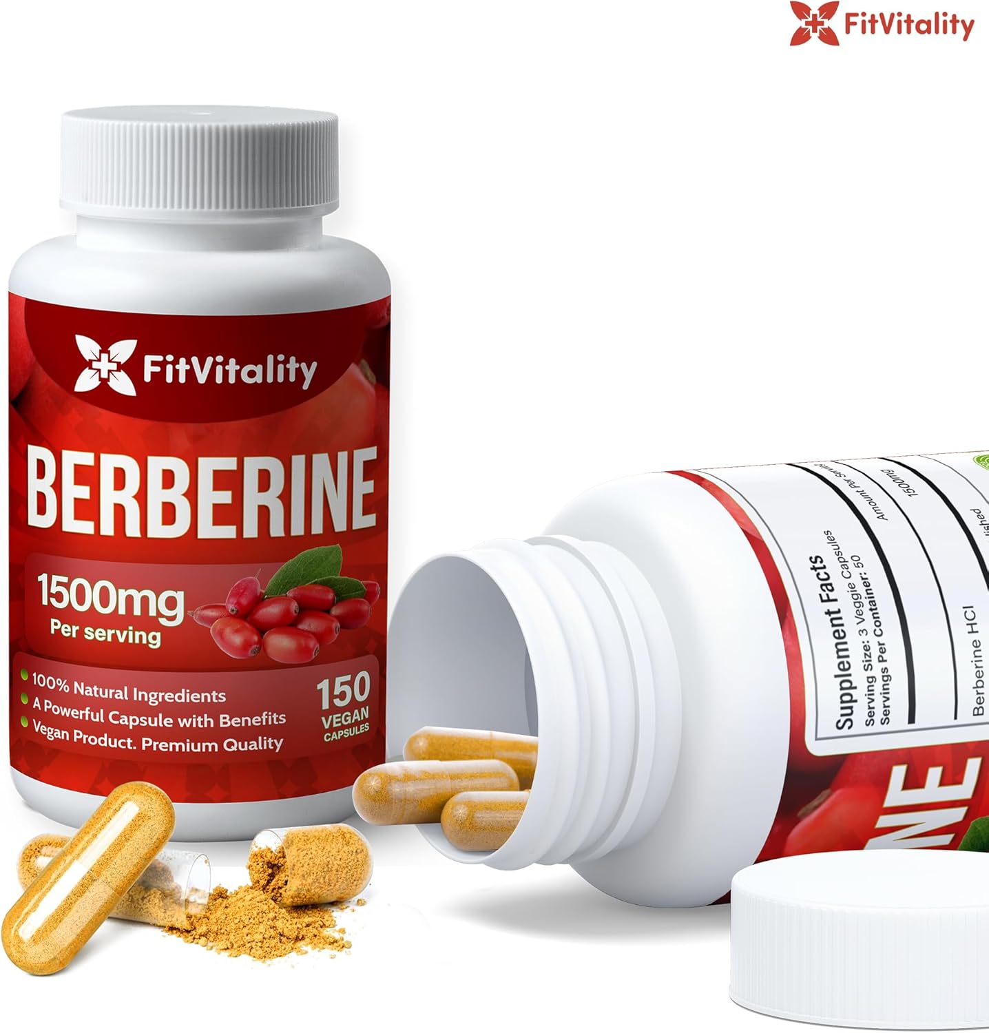 Premium Berberine Supplement, 150 Capsules – 50 Days Supply, 1500mg Berberine Per Serving, Berberine HCI, Made from 100% Pure & Natural Ingredients, Non-GMO, Gluten-Free. - Image 9