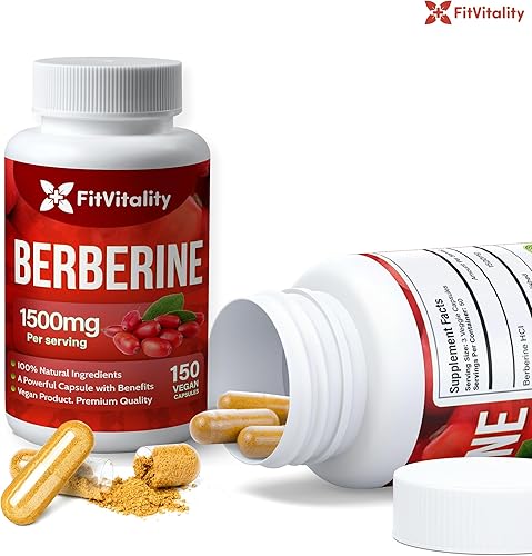 Miniatura 9 de Suplemento de berberina premium, 1500 mg de berberina por porción, 150 cápsulas, 100% puro, apoya la función del sistema inmunológico, sin OMG, sin